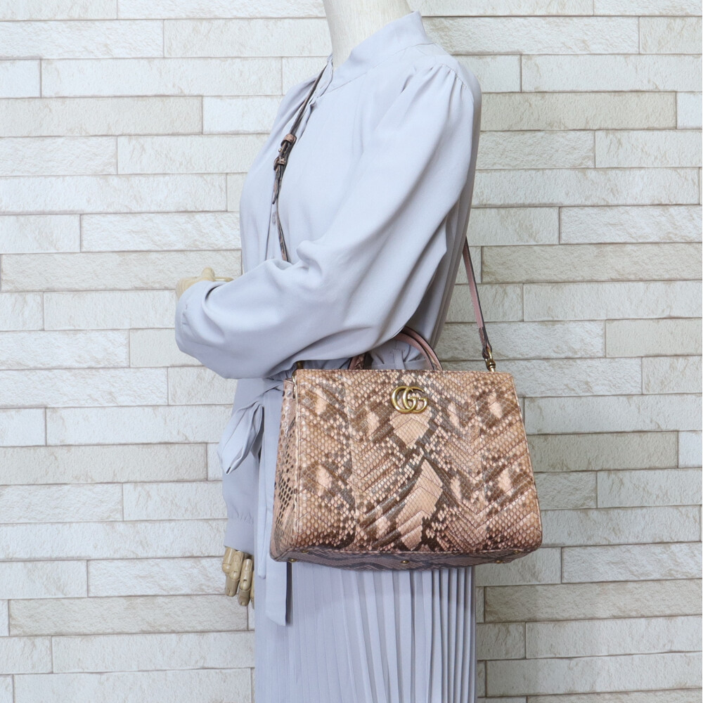 Gucci Python Bag GG Pink Shoulder Marmont